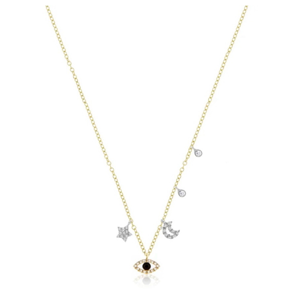 Dainty Moon Star and Eye Charm Necklace Meira T
